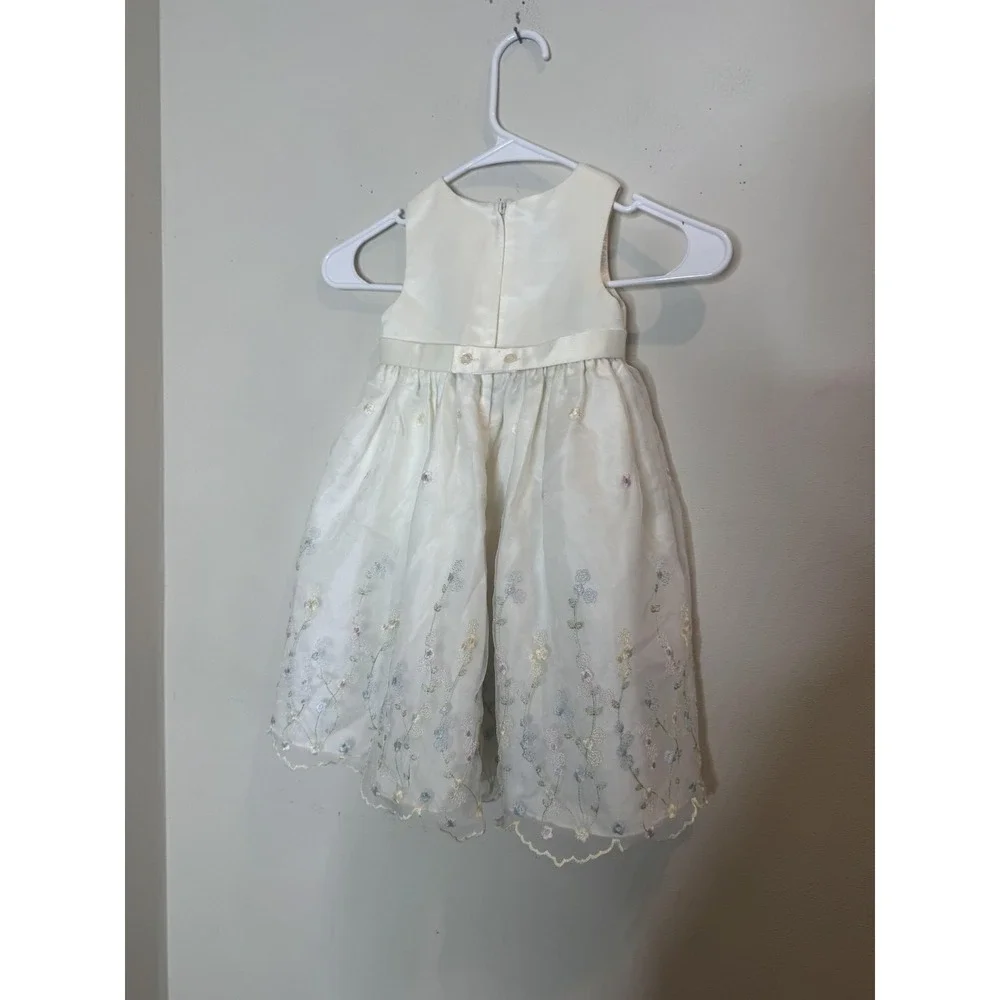 Cinderella Dress Girls 2T White Floral Embroidered Organza Sleeveless Party